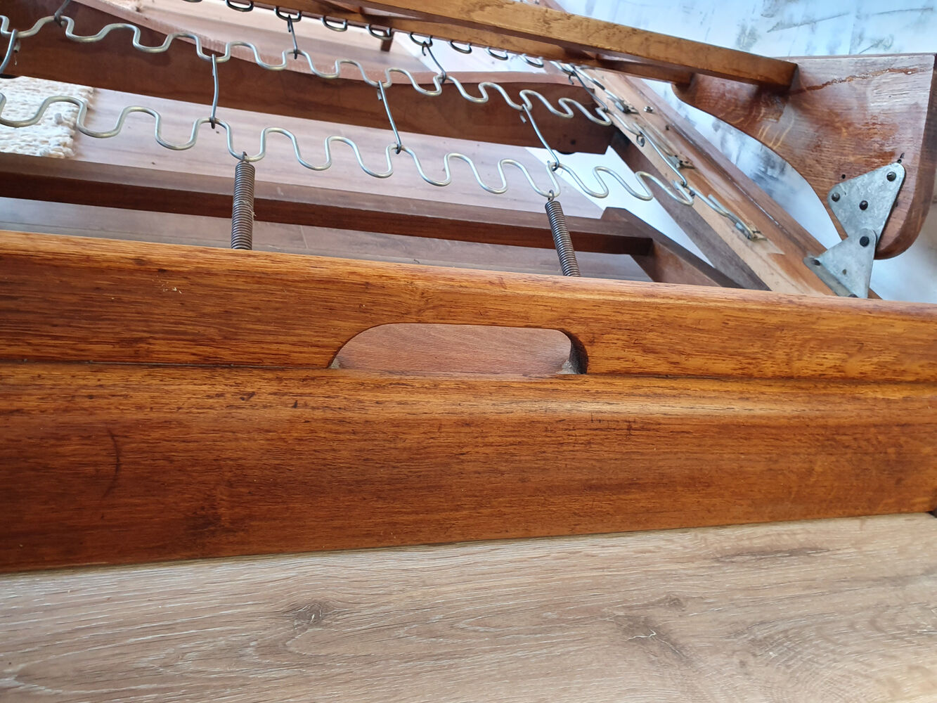 folding bed wood, daybed, solid oak, vintage, 50s