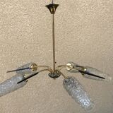 Brass and moulded glass chandelier