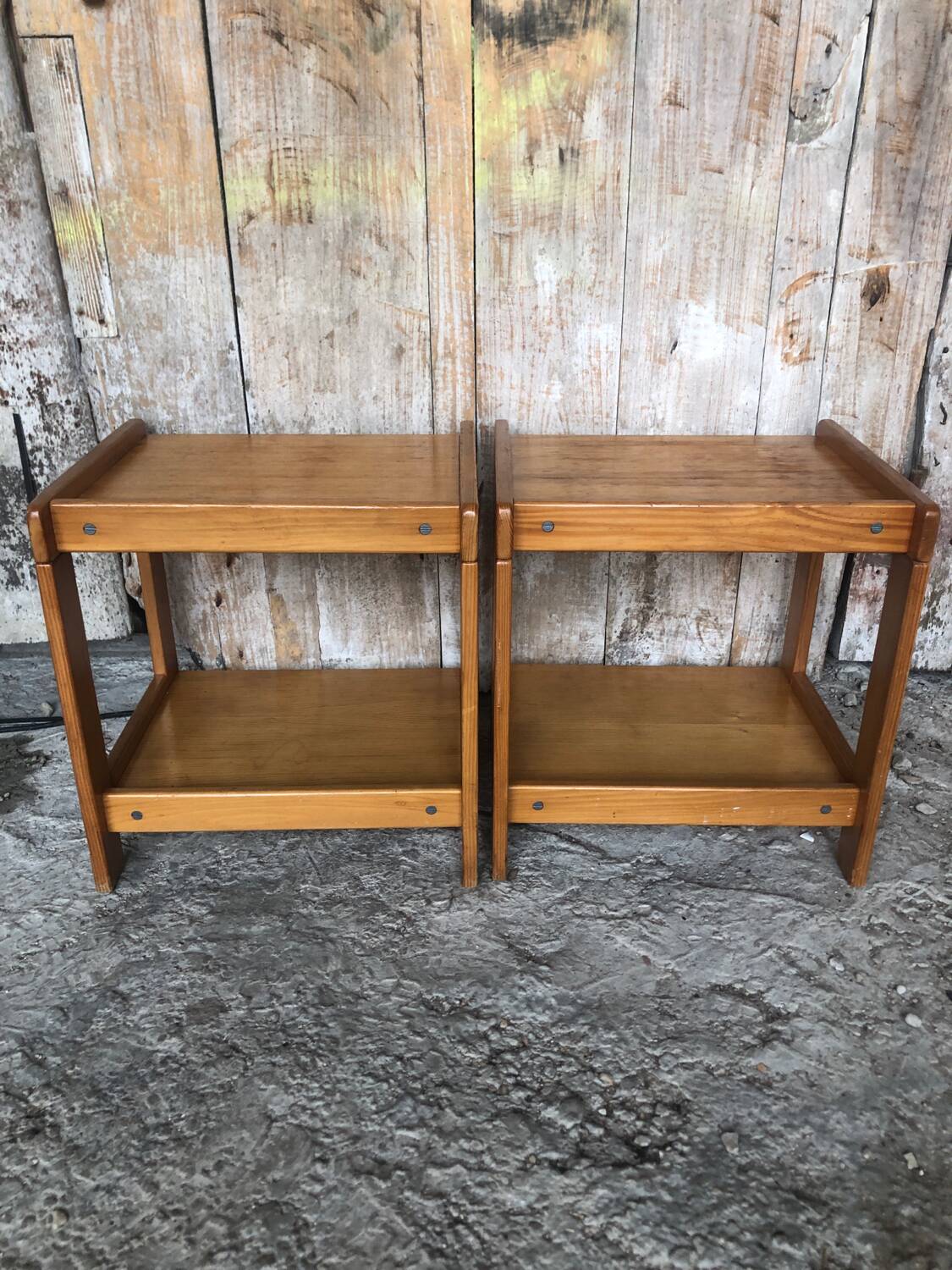 Pair of Vintage Wood Bedside Table #A320