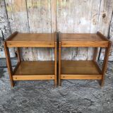 Pair of Vintage Wood Bedside Table #A320