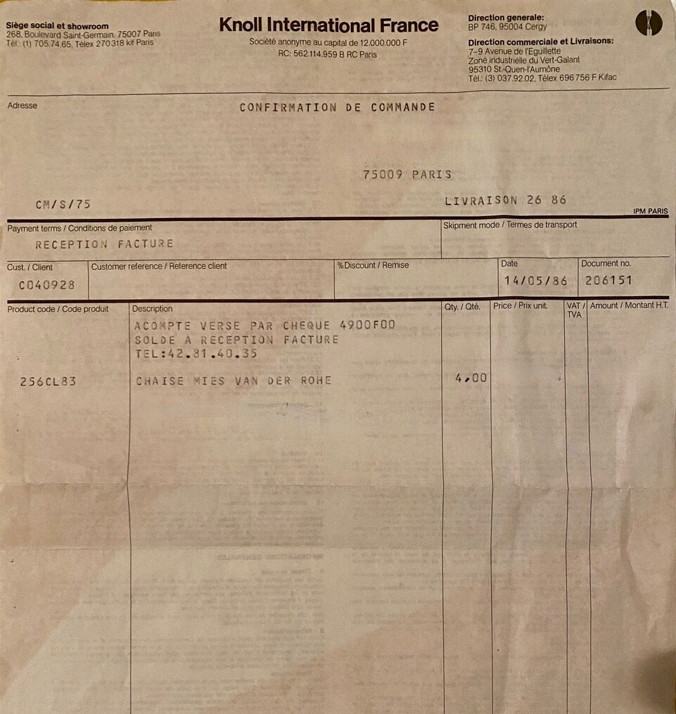 Set of 4 MR chairs by Mies Van der Rohe for Knoll