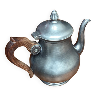 Large old pewter teapot