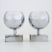 Pair of chrome eye ball wall wall light, reclining. Vintage