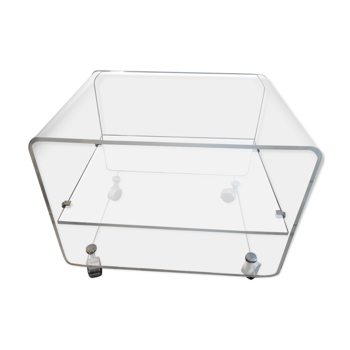 David Lange coffee table on wheels Plexiglas hifi furniture