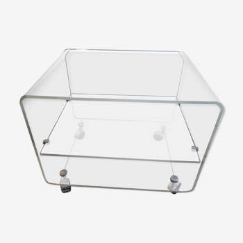 Table basse David Lange sur roulettes plexiglas