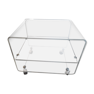 David Lange coffee table on wheels Plexiglas hifi furniture