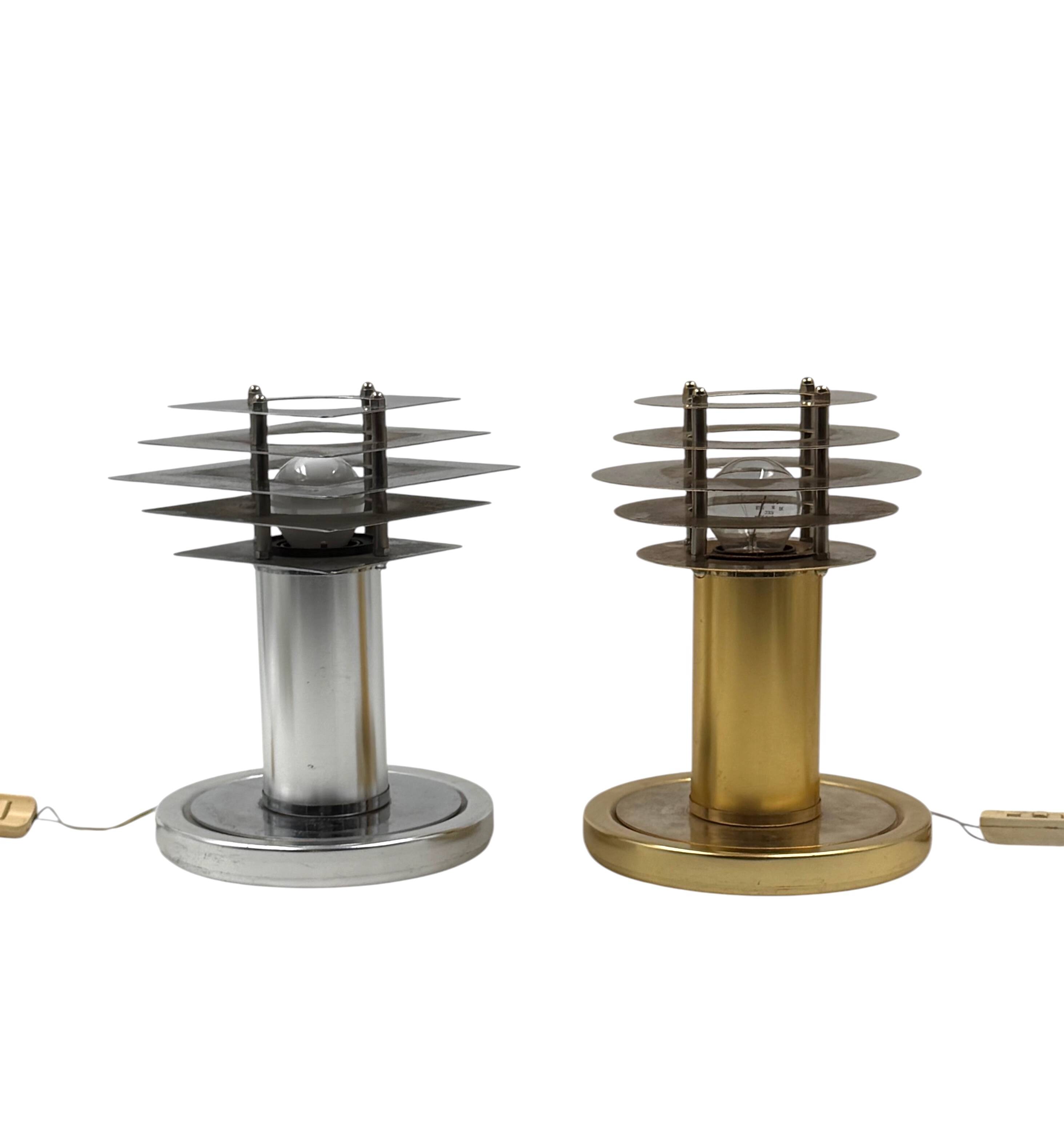 Space age set of 2 table lamps, Italy 1970s