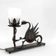 Wrought iron dragon table lamp, circa 1900