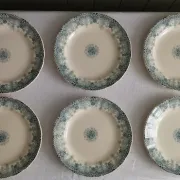 6 assiettes plates en faïence terre de fer HB Choisy-le-Roi « Henriette »