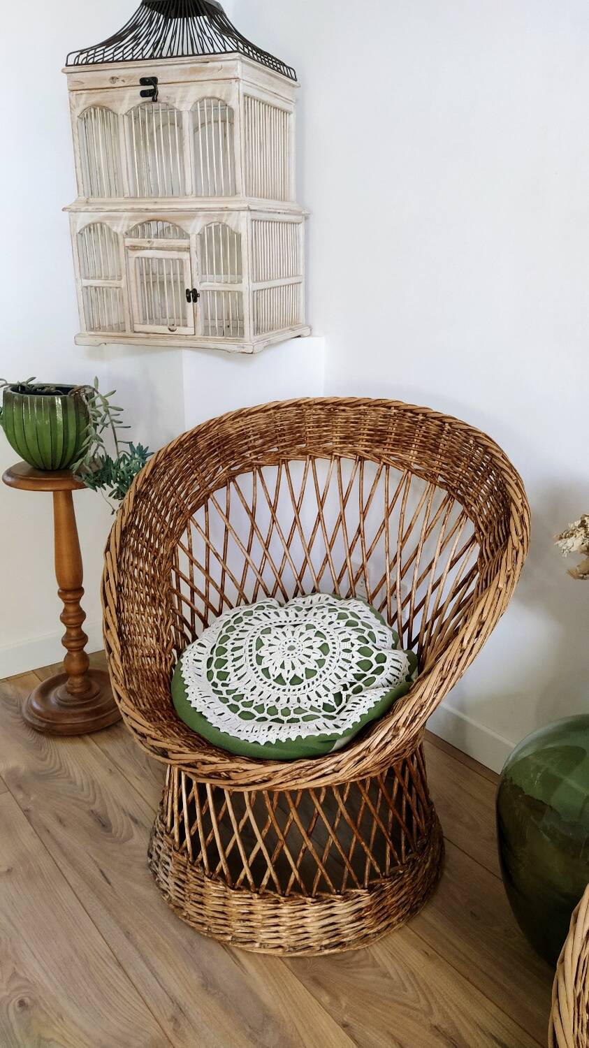 Pair of 70s rattan armchairs