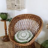 Paire de fauteuils en rotin années 70