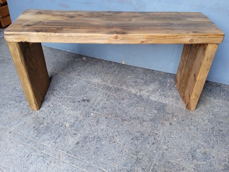 Old patinated solid wood bench 100cm