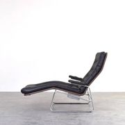 Bauhaus Leather and Chrome Model Fenix Chaise Longue by Sam Larsson for Dux