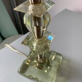 Lampe en verre taillé et globe en verre de Clichy vintage