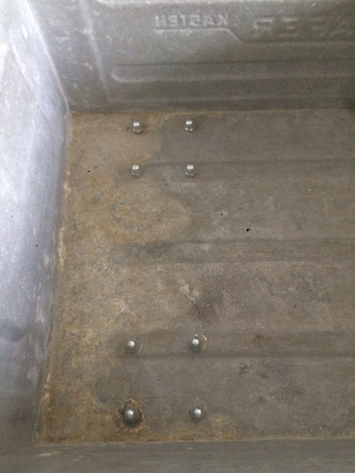Metal storage box, Schafer Kasten, on wheels