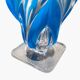 Vase en verre bleu cobalt et transparent – Forme de fleur – 19 x 18 cm