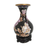 Vintage chinese vase black cloisonné