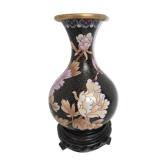 Vintage chinese vase black cloisonné