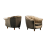 Pair of vintage 50s beige armchairs