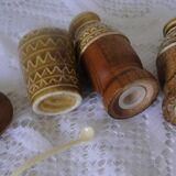 Set condiments sel poivre moutarde céramique et bois