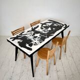 Abstract Painted Dining Table in Black and White, 1953