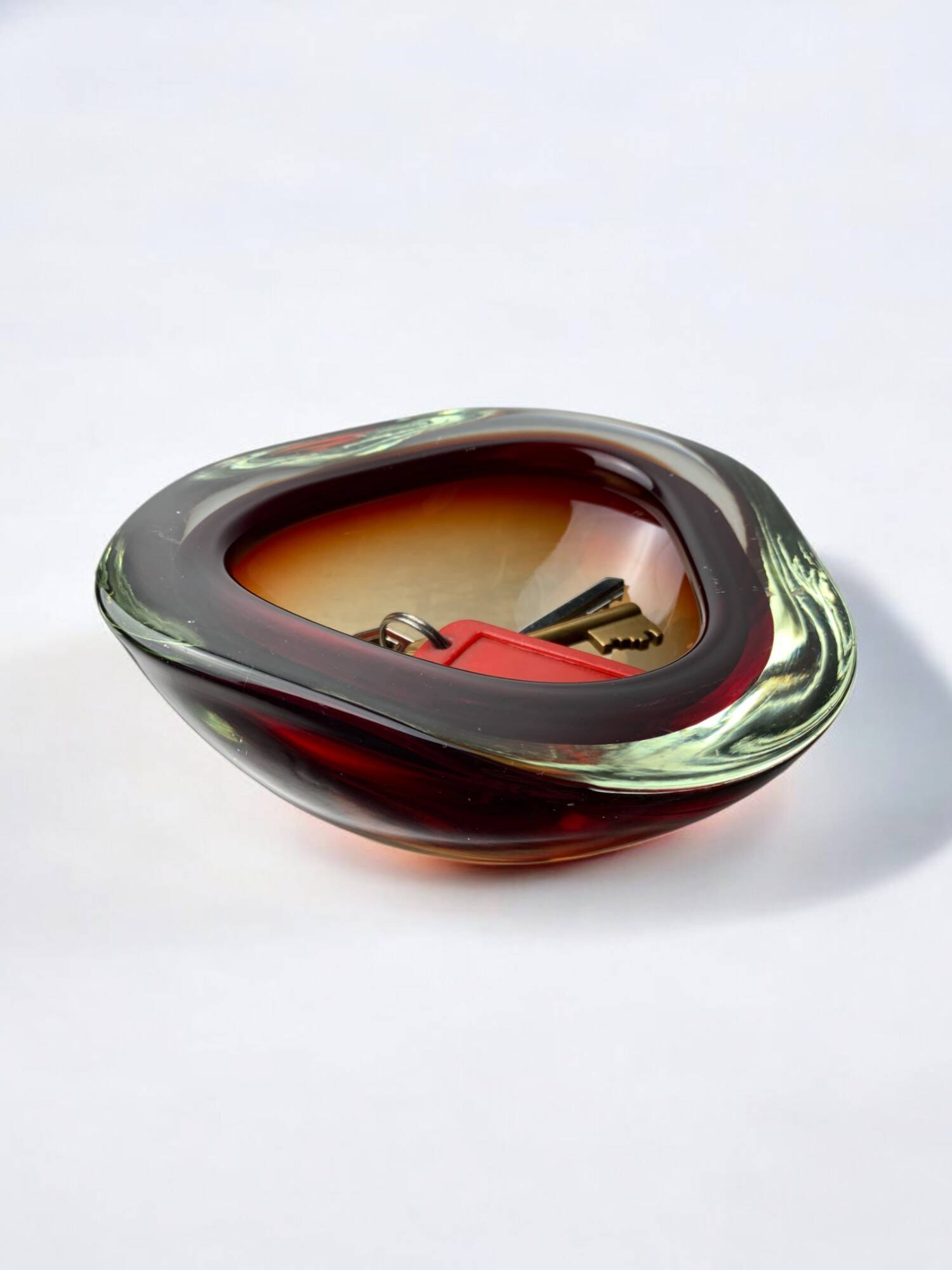 Sommerso Brown pocket tray by Seguso, Murano glass, Italy, 1970
