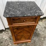Louis Philippe style bedside table in burr walnut, late 19th century
