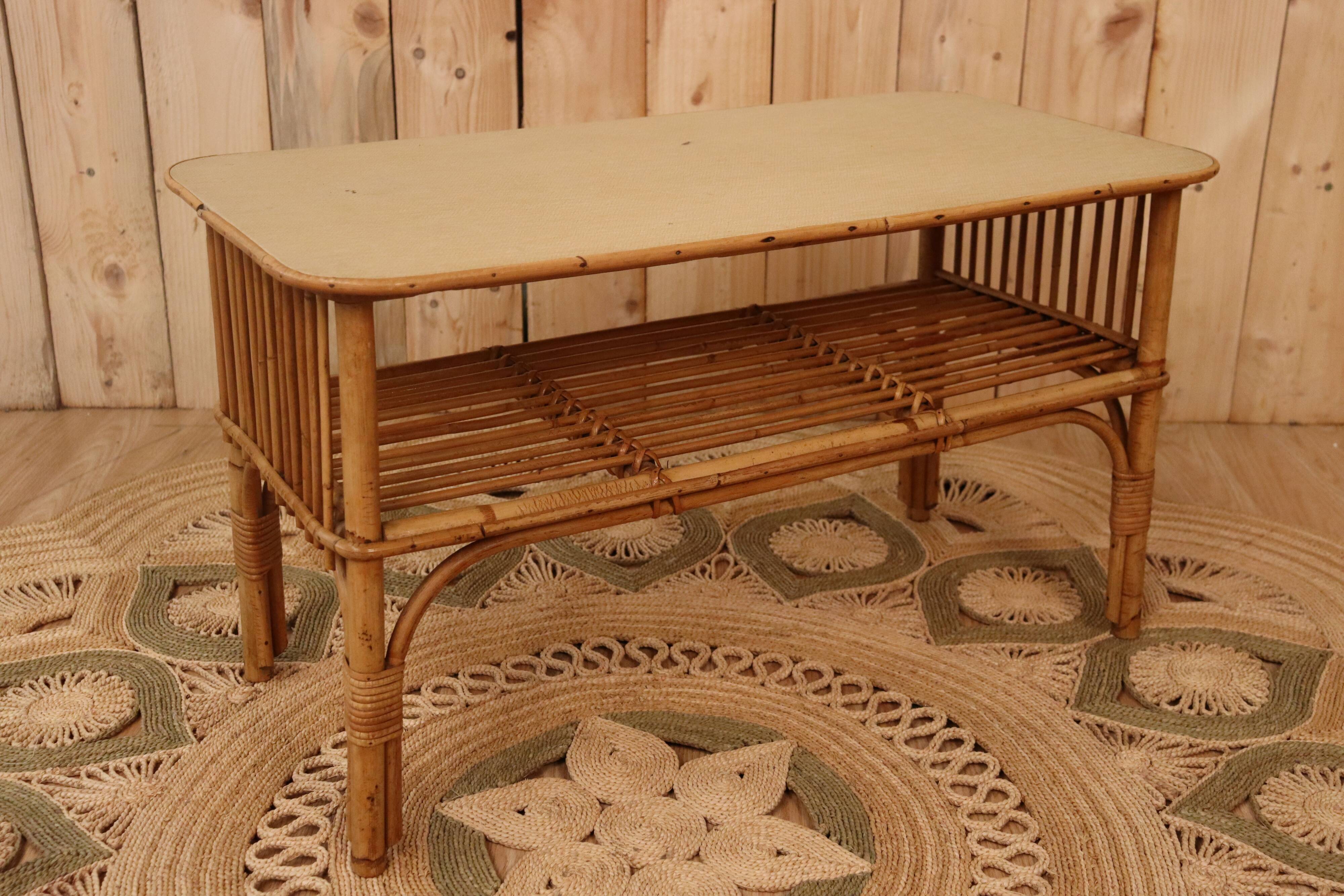 Rattan shelf on legs