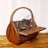 60s wicker basket handbag