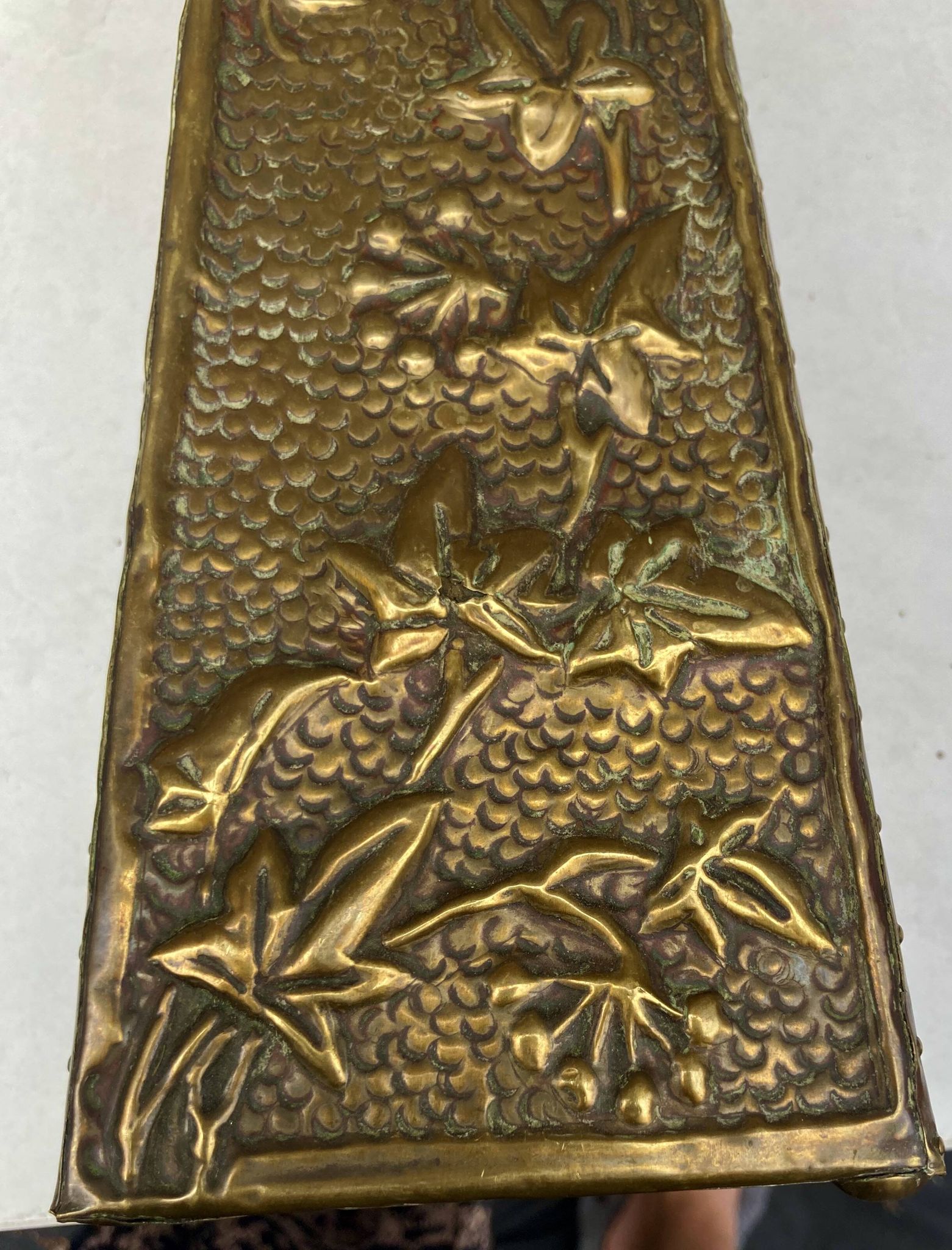 Embossed metal vase by alfred daguet, 1900 art nouveau period