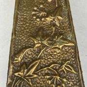 Embossed metal vase by alfred daguet, 1900 art nouveau period