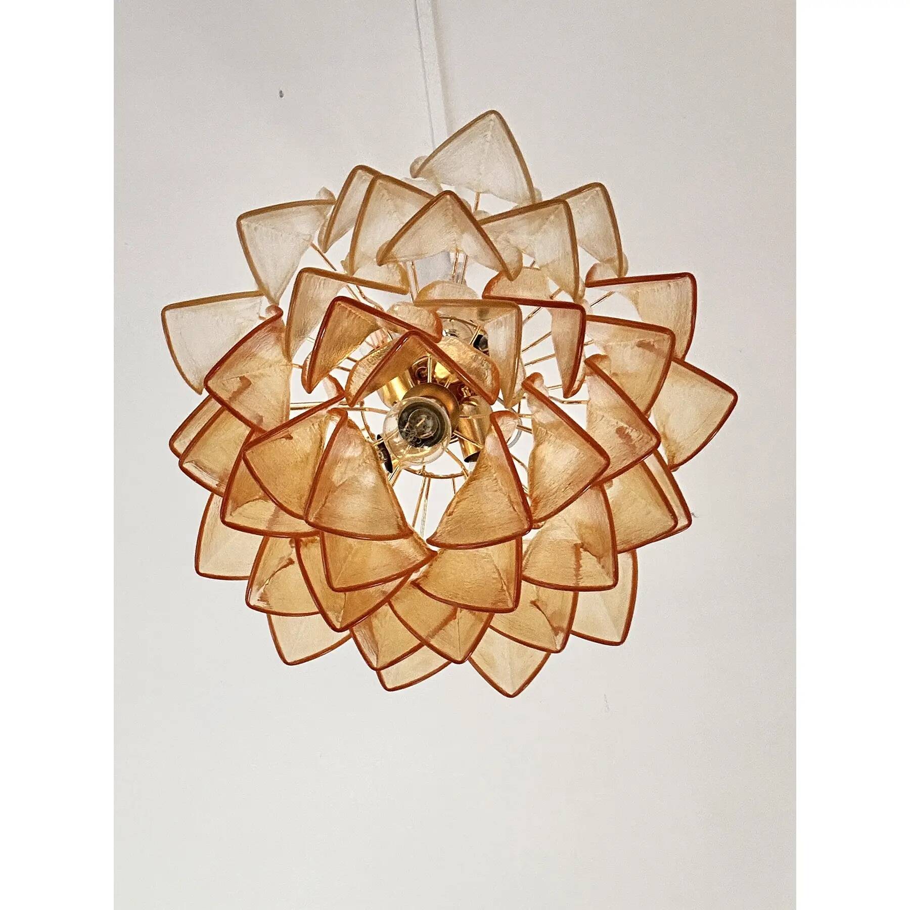 Contemporary Modern Amber "Rondini" Murano Glass Chandelier.