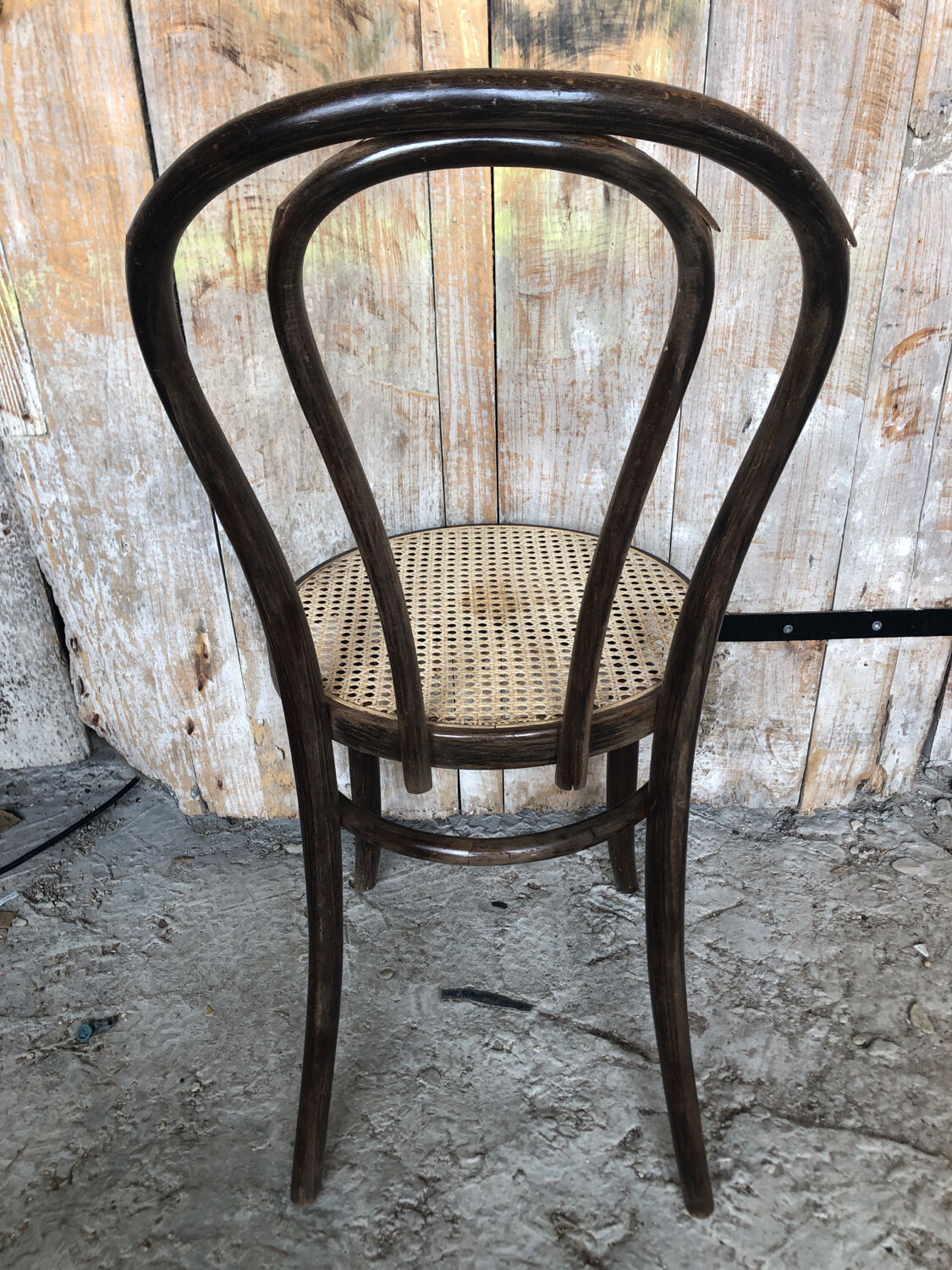 Chair bistrot style thonet dark wood & seat cannée 70s vintage #a233