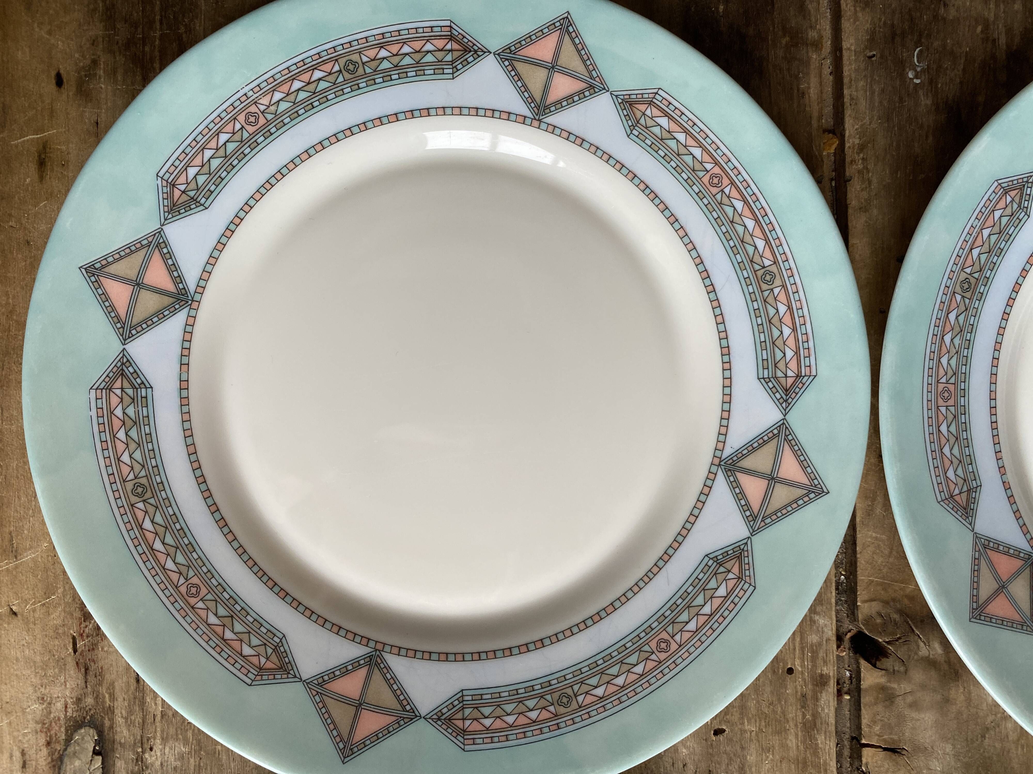 Set of 6 dessert plates Arcopal France – Aztec Vintage 90s model