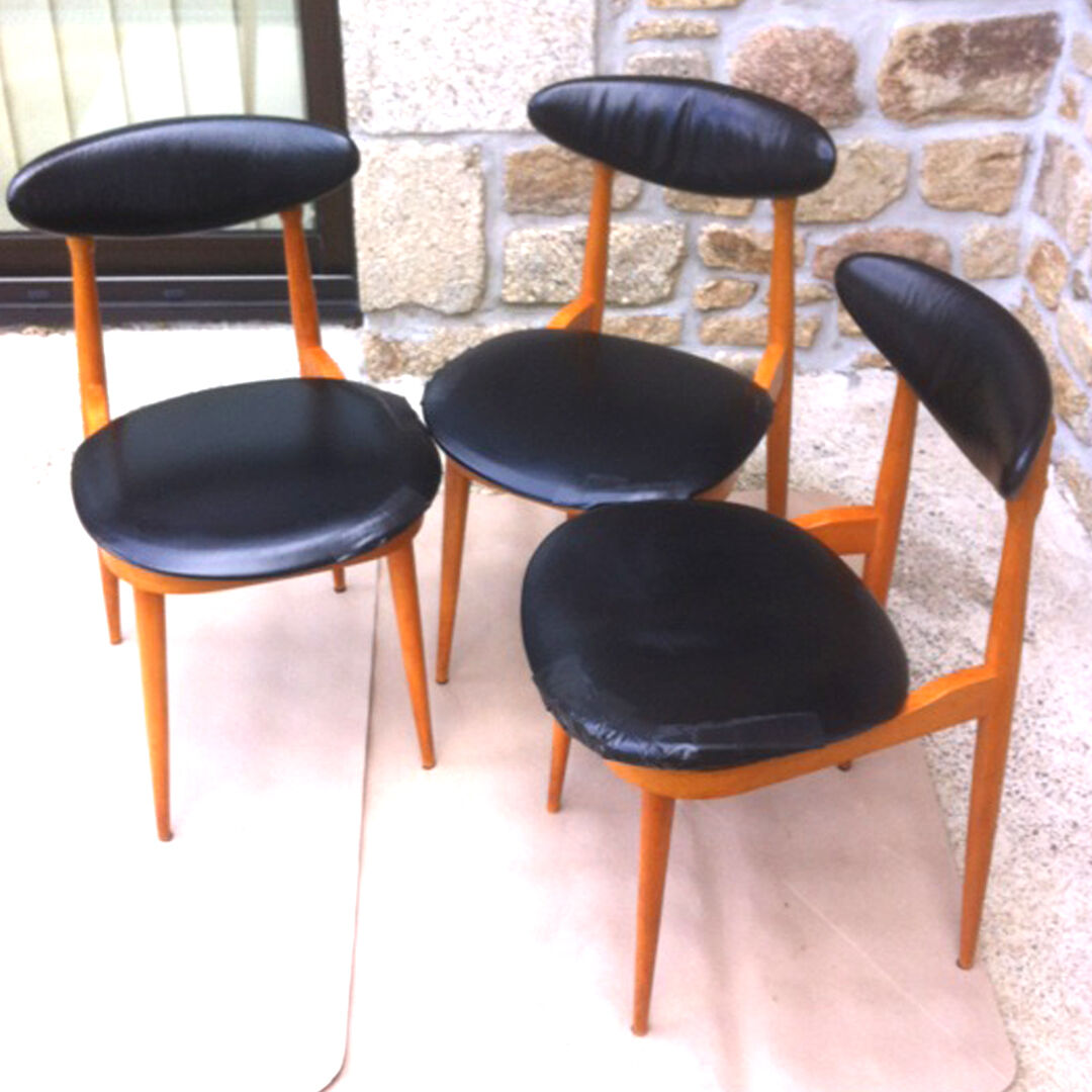 Baumann suite of 6 vintage chairs model Unicorn