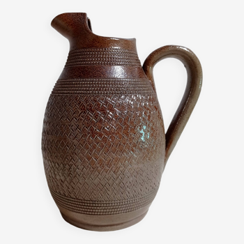 Vintage scarified ceramic pitcher