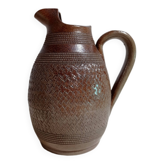 Vintage scarified ceramic pitcher