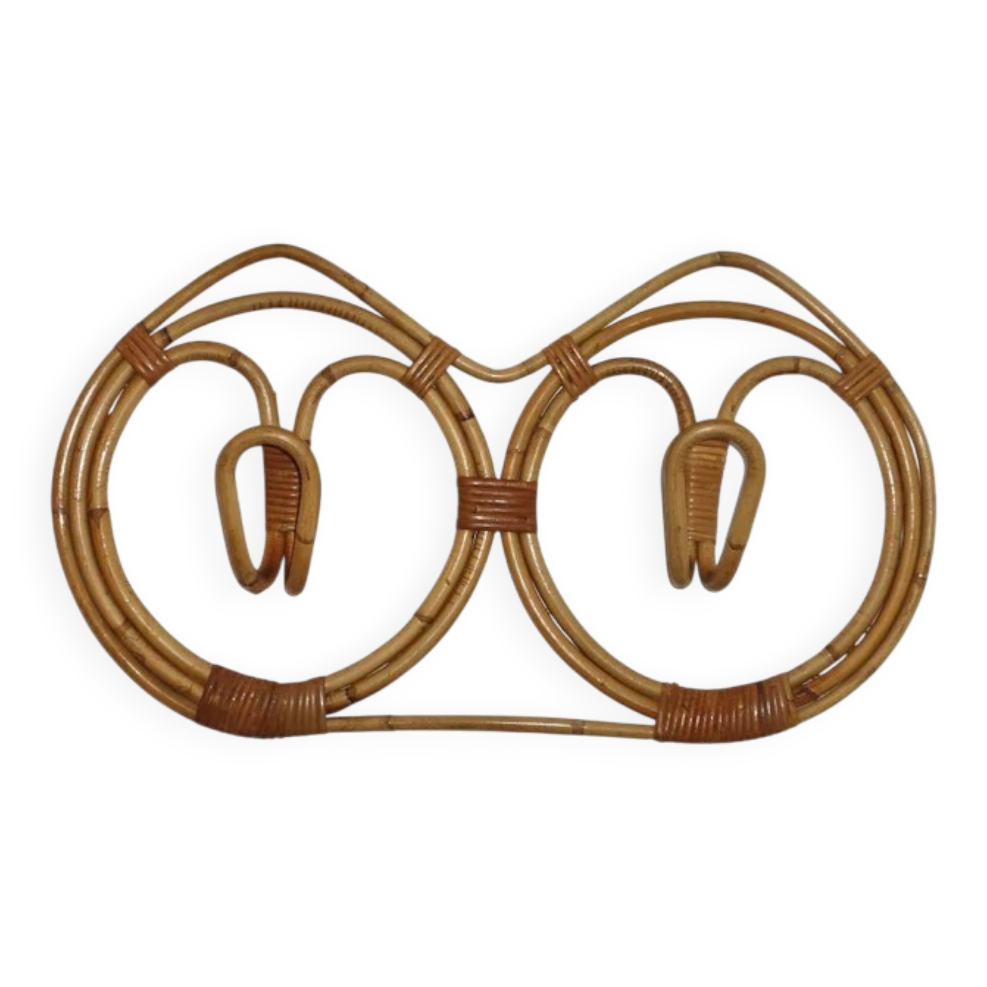 Porte manteau mural par Franco Albini en rotin et bambou, Italie 1960's