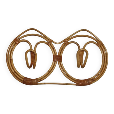 Porte manteau mural par Franco Albini en rotin et bambou, Italie 1960's