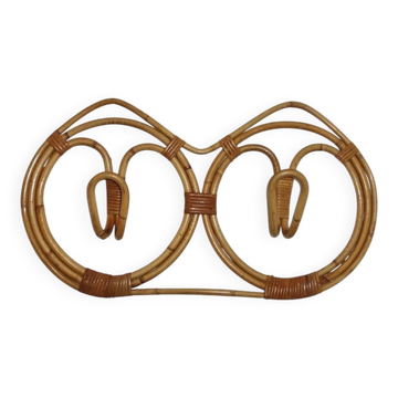 Porte manteau mural par Franco Albini en rotin et bambou, Italie 1960's