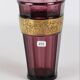 Moser sectional vase with cut sides-purple crystal decor with antique gold highlight