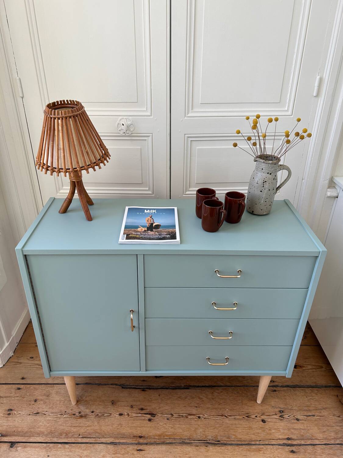 Vintage sideboard revisited in Almond Sarah Lavoine collection (Resources)