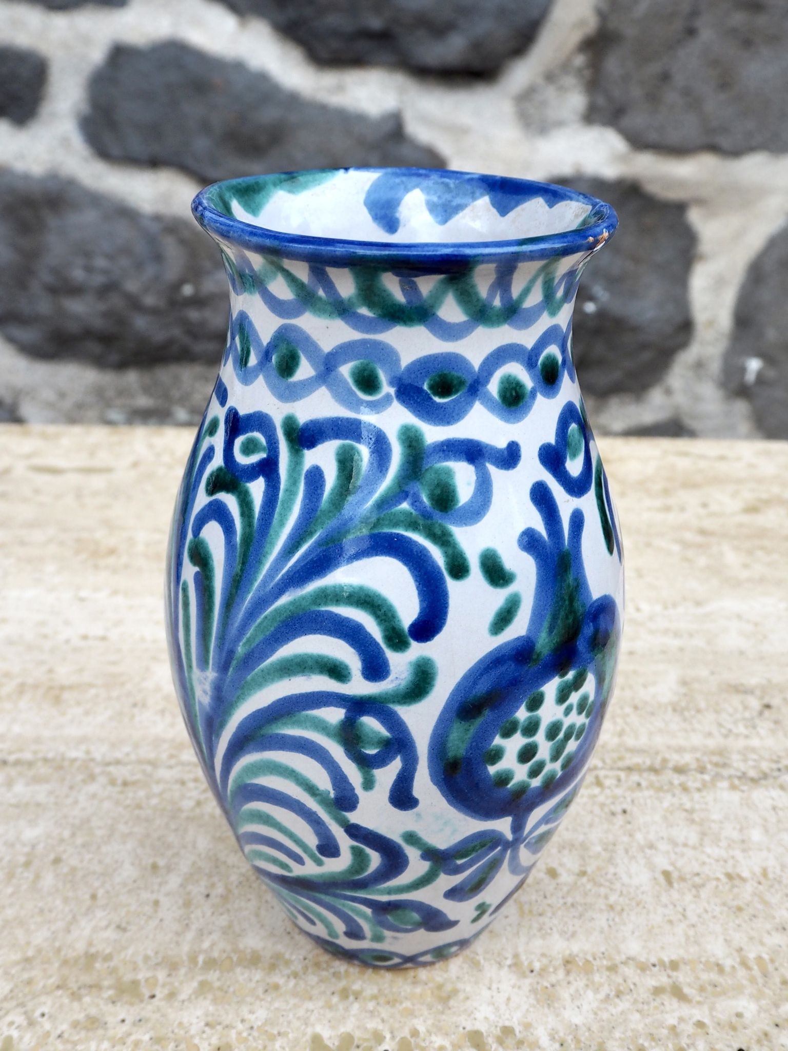 Vase en céramique espagnole Fajalauza, années 1970