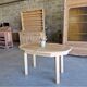 Oval wooden table – 2 extensions – sandblasted & varnished