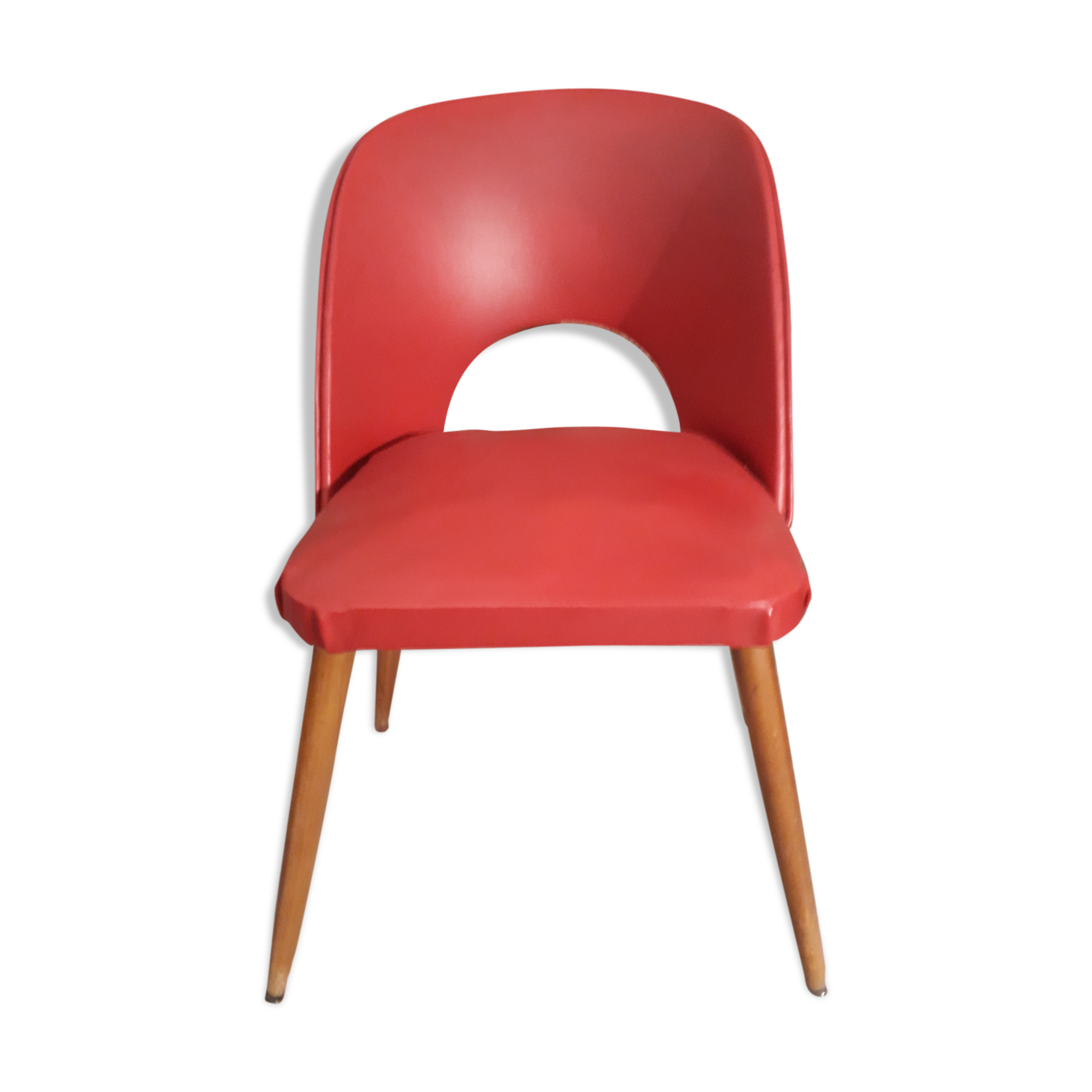 Red vintage leatherette barrel Chair