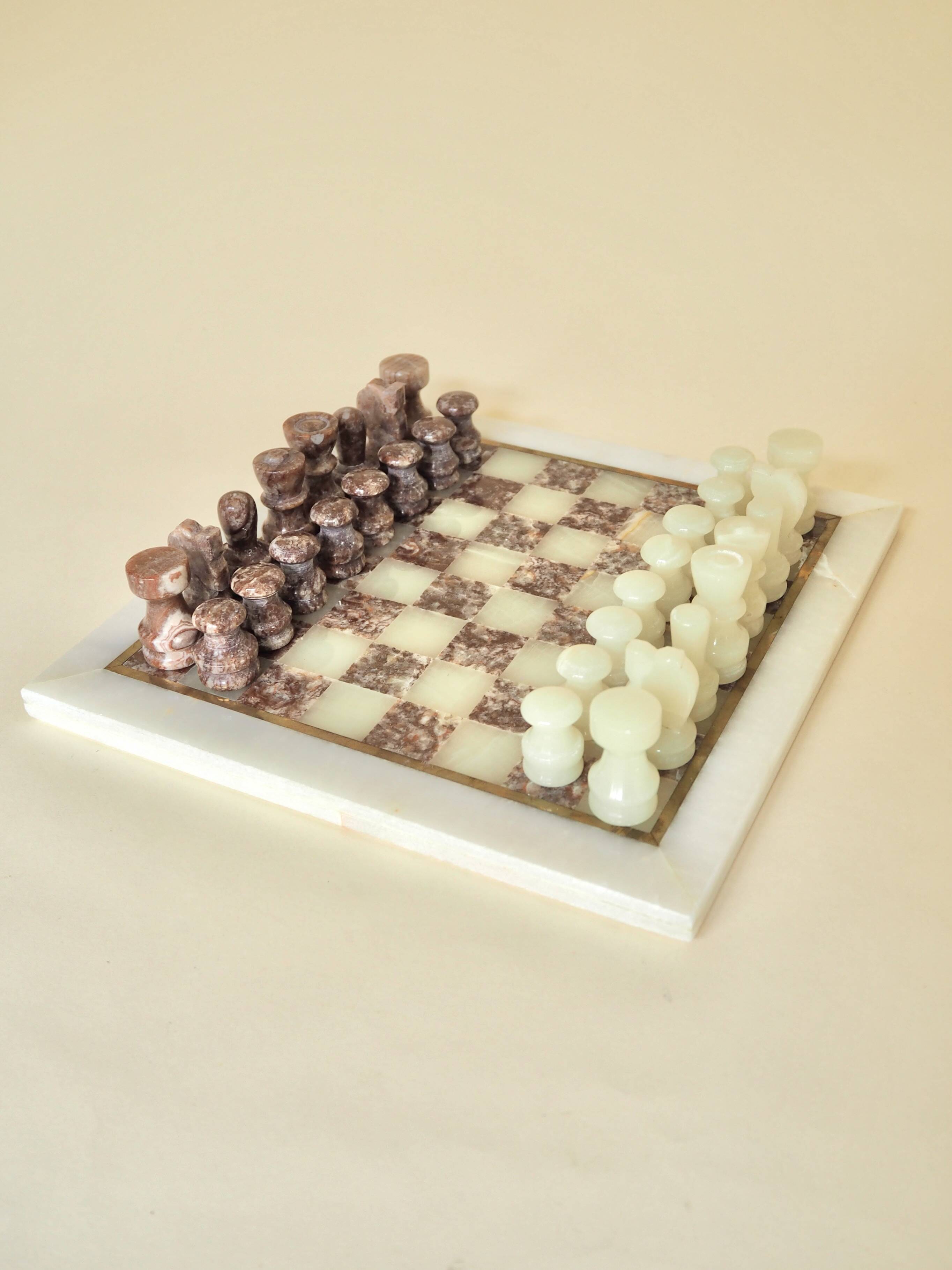 Onyx and marble chess set