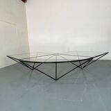 Table Basse Moderniste Furtive en Acier et Verre, Italie, années 1980