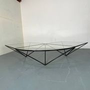 Table Basse Moderniste Furtive en Acier et Verre, Italie, années 1980