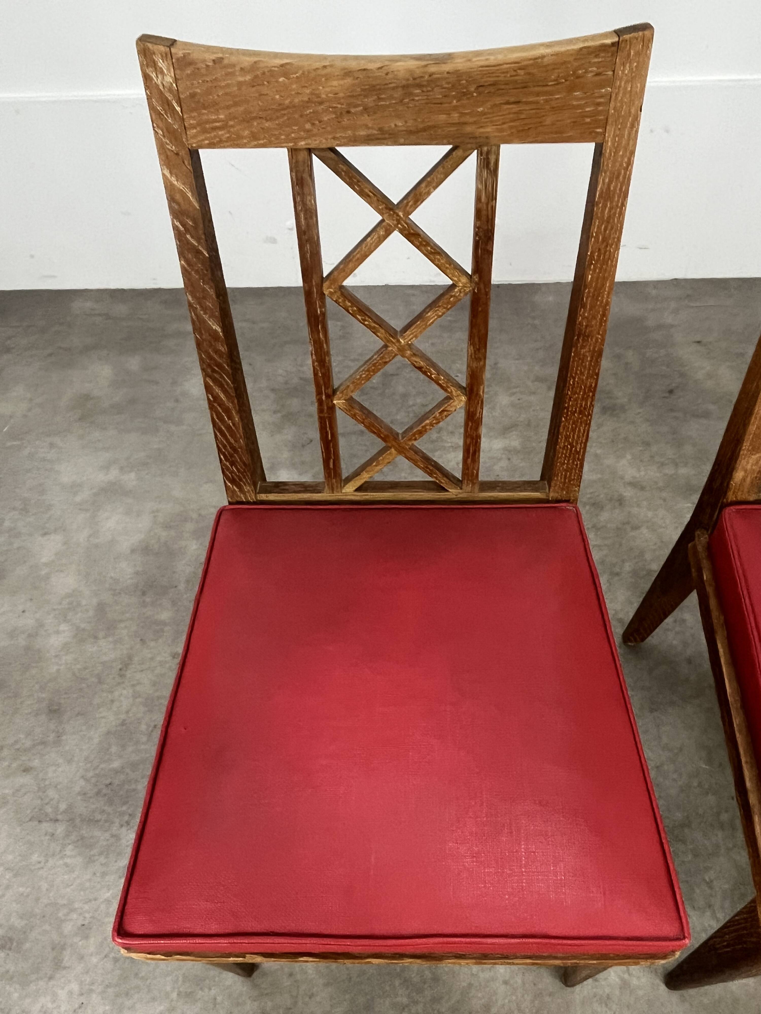 Pair of 1950s wooden cross-braced chairs