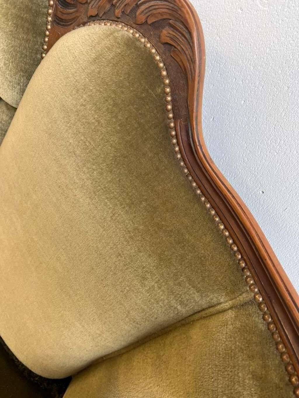 Vintage xl baroque olive green sofa